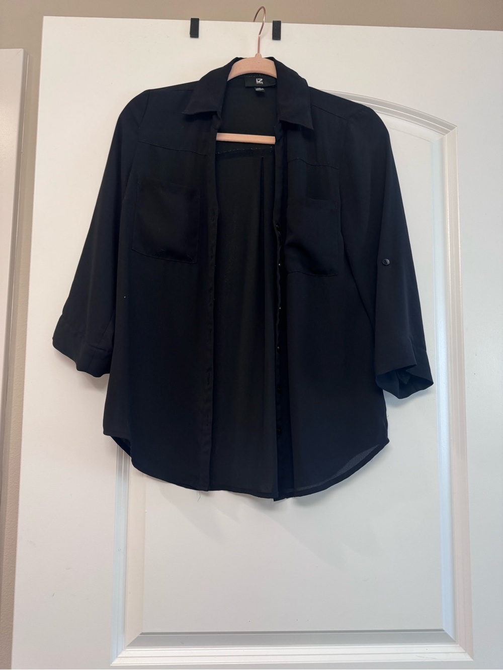 Iz Byer Black Button-Front Women's Shirt